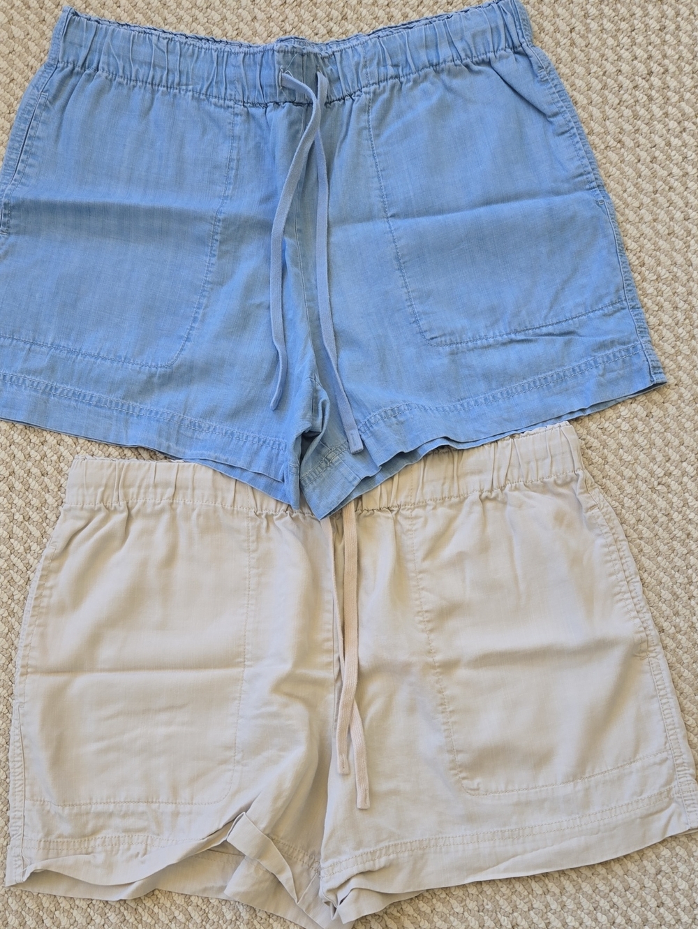 Hilary Radley Blue and Cream Pull-On Athletic Shorts Duo
